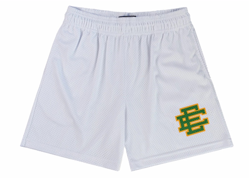 Pre-owned Eric Emanuel Men's Ee Basic Short In White/green In Multi