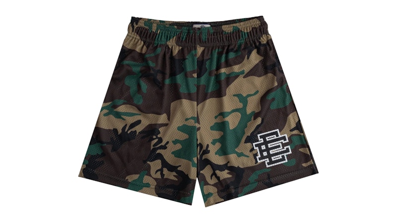 Pre-owned Eric Emanuel Men's Ee Basic Short In Woodland Camo/black In Multi
