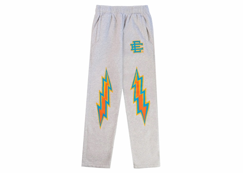 Pre-owned Eric Emanuel Men's  Ee Basic Sweatpant In Gray/aqua Bolt In Multi