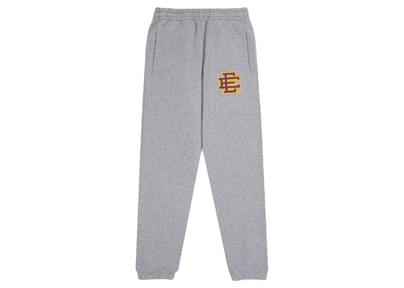 Pre-owned Eric Emanuel Men's Ee Basic Sweatpant In Heather Grey/purple/yellow