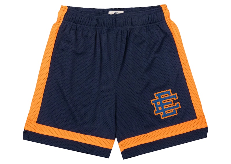 Pre-owned Eric Emanuel Men's Ee Basic V3 Short In Navy Blue/orange