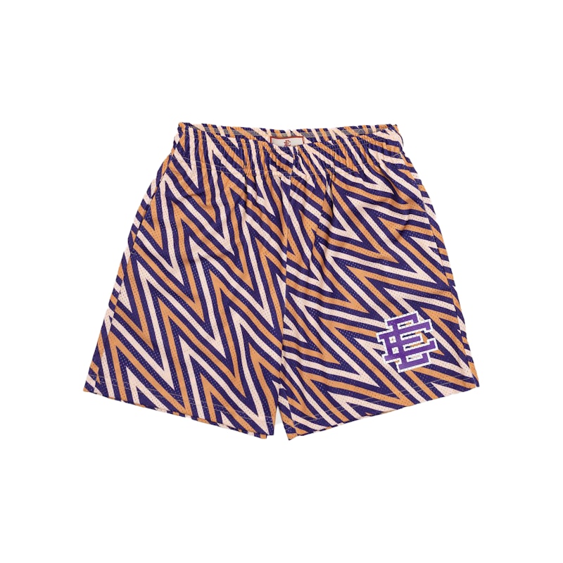 Pre-owned Eric Emanuel Men's  Ee Basic Zigzag Short In Purple/tan In Multi