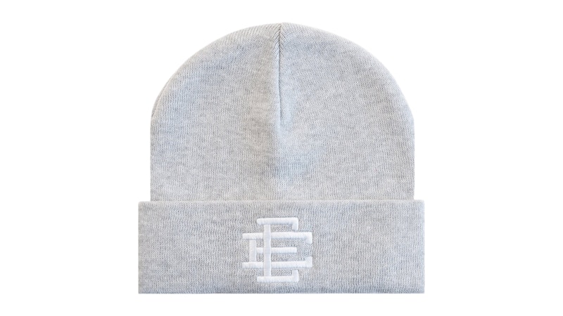 Pre-owned Eric Emanuel Men's Ee Beanie In Heather Grey/white