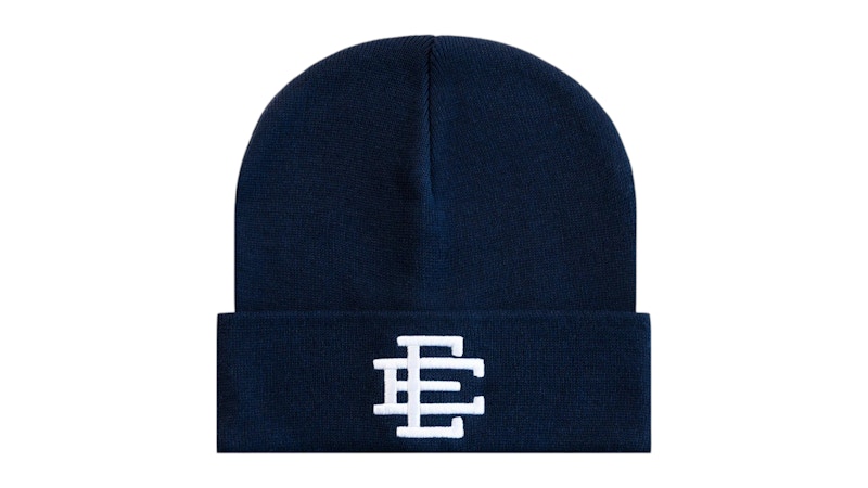 Pre-owned Eric Emanuel Men's Ee Beanie In Navy Blue/white