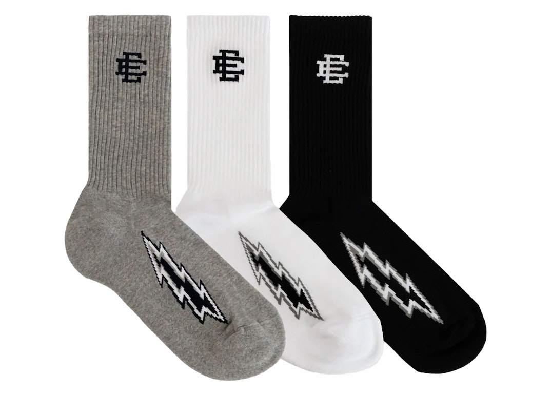 Pre-owned Eric Emanuel Ee Bolt Socks Black/grey/white