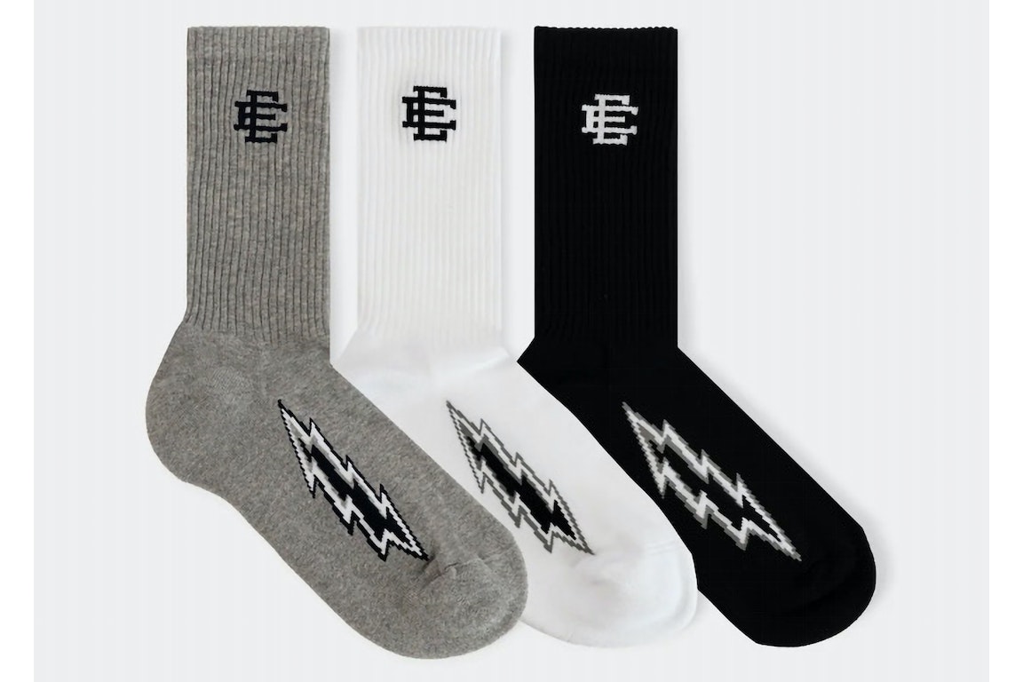 Pre-owned Eric Emanuel Ee Bolt Socks Black/grey/white