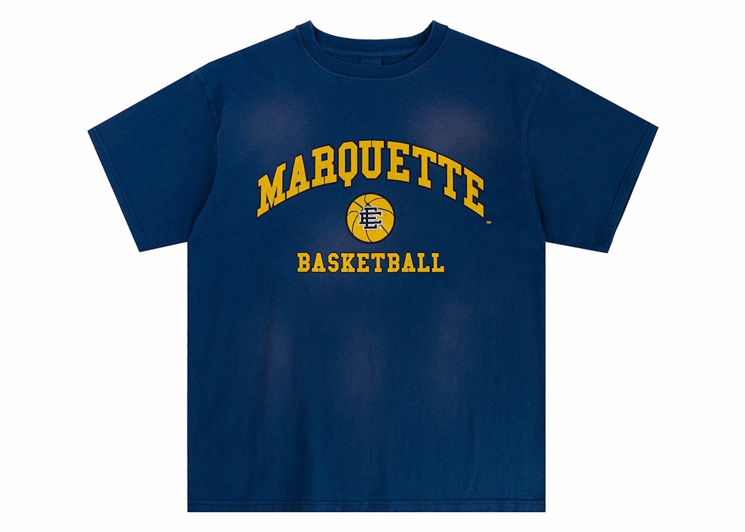 Pre-owned Eric Emanuel Ee College Marquette Tee Washed Navy