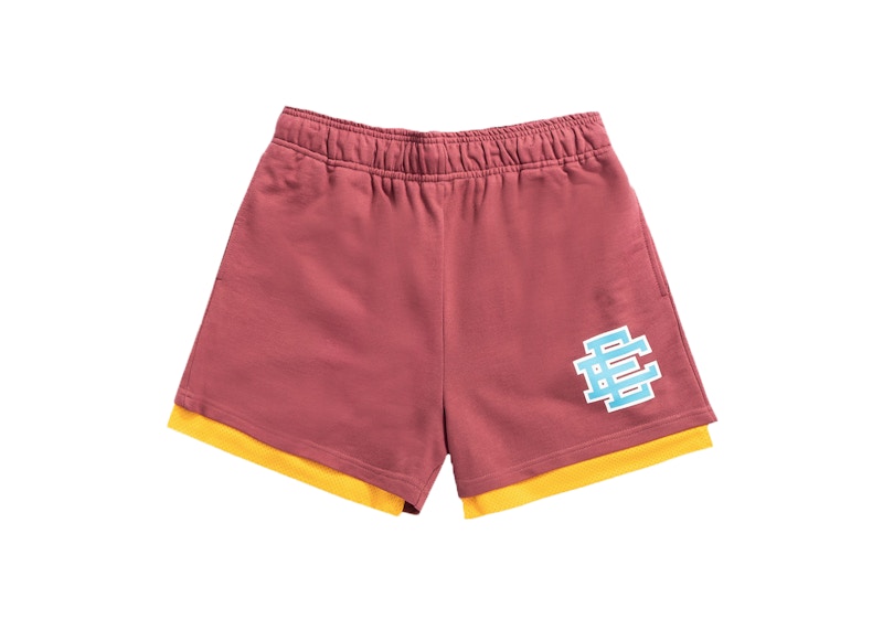 Pre-owned Eric Emanuel Men's Ee Double Layer Shorts In Burgundy