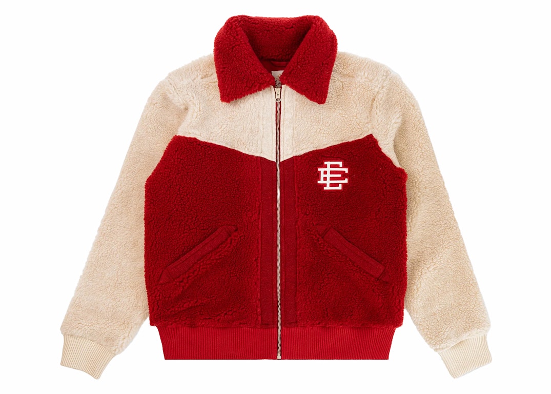 Pre-owned Eric Emanuel Ee High Pile Fleece Jacket Red/white