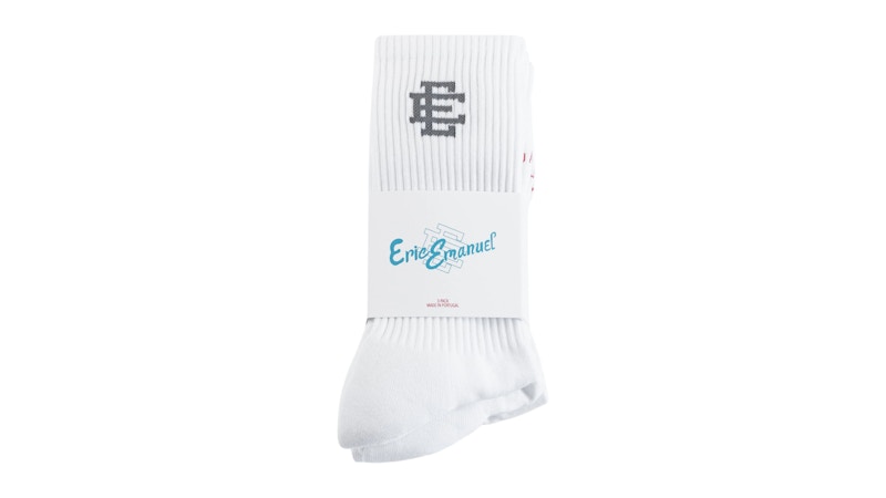 Pre-owned Eric Emanuel Men's Ee Socks (3 Pack) In White