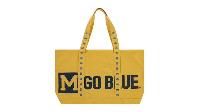 Pre-owned Eric Emanuel Men's  Ee University Of Michigan Tote In Washed Yellow/navy Blue