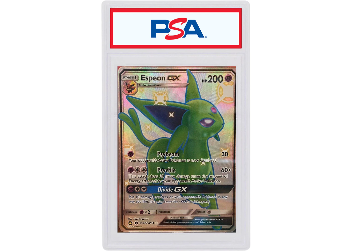 Espeon GX 2019 Pokemon TCG Sun & Moon Hidden Fates Full Art #SV60 (PSA or BGS Graded) - 2019 - US Espeon GX 2019 Pokemon TCG Sun & Moon Hidden Fates Full Art #SV60 (PSA or BGS Graded) - 2019 - US