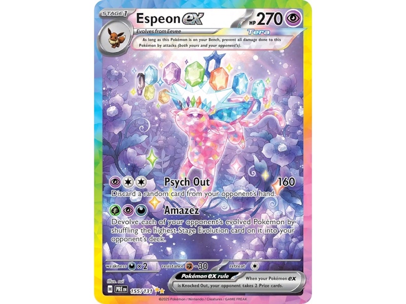 Pokemon Espeon ex 2025 Pokémon Scarlet & Violet Prismatic Evolutions Special Illustration Rare 155/131 Ungraded Trading Card