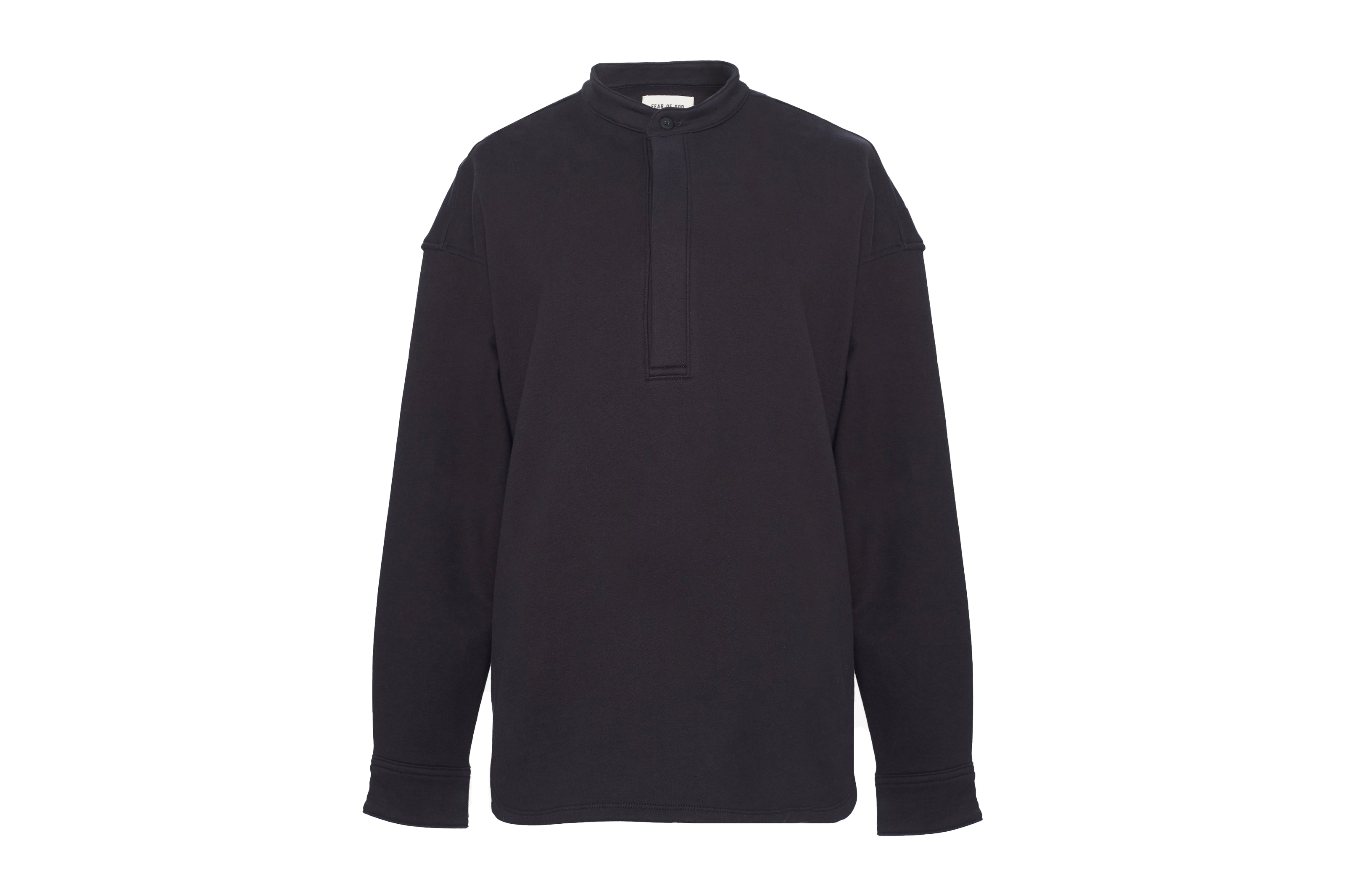 FEAR OF GOD Brushed Terry Pullover Henley Vintage Black - SIXTH COLLECTION  - US