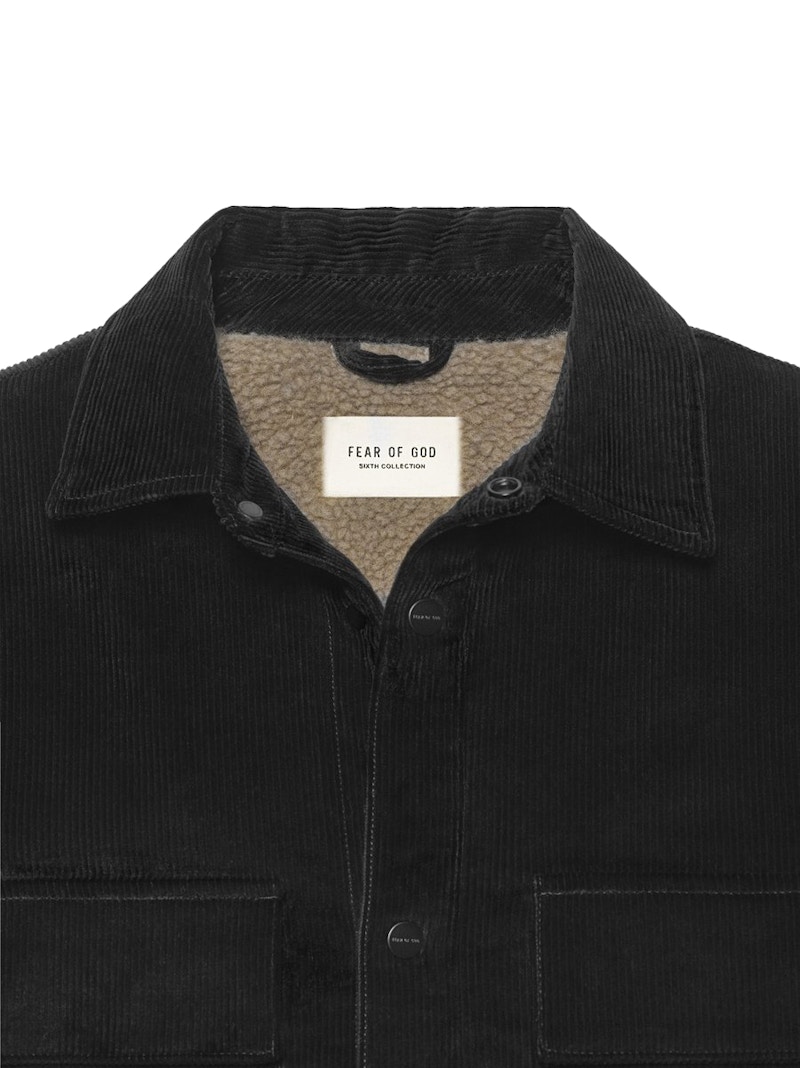 FEAR OF GOD Corduroy Sherpa Lined Shirt Jacket Black - Sixth