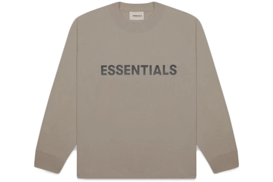 Fear of God Essentials Boxy Long Sleeve T-Shirt Applique Logo Taupe