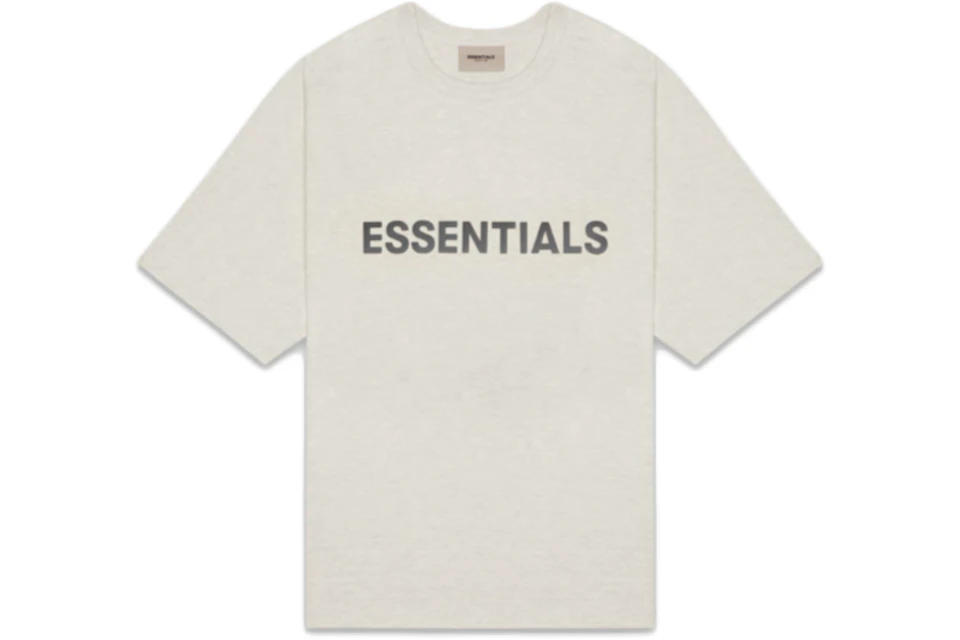 FEAR OF GOD ESSENTIALS 3D Silicon Applique Boxy T-Shirt Oatmeal Heather