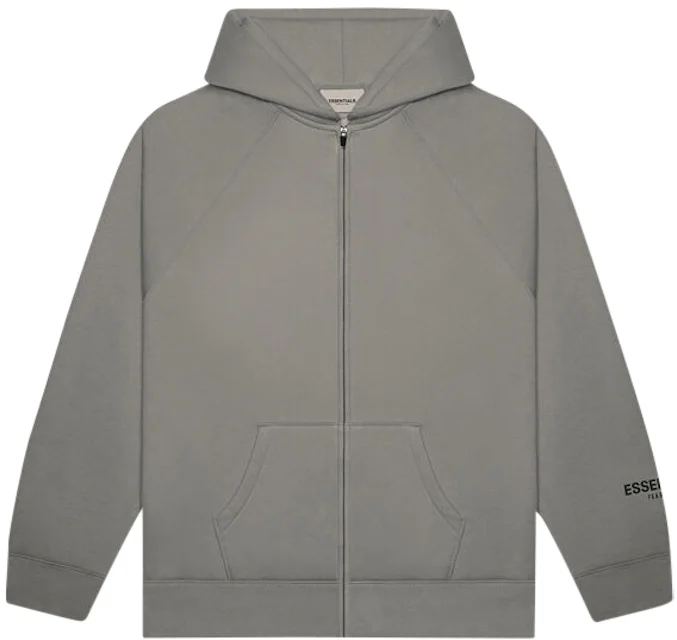 Fear of God Essentials 3D Silicon Applique Full Zip Up Hoodie Gray  Flannel/Charcoal - SS20 - US