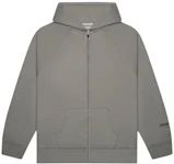 Fear of God Essentials 3D Silicon Applique Full Zip Up Hoodie Gray Flannel/Charcoal