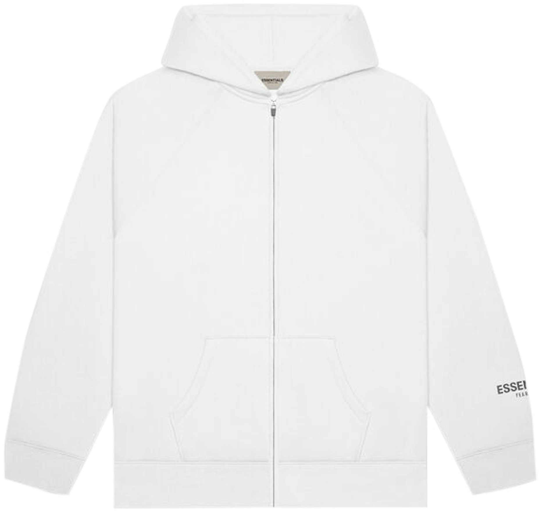 FEAR OF GOD ESSENTIALS 3D Silicon Applique Full Zip Up Hoodie White - SS20