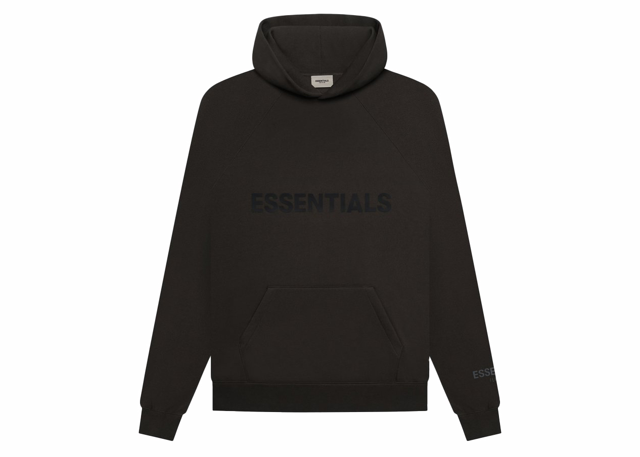 Fear of god essentials pullover hoodie applique best sale logo cement