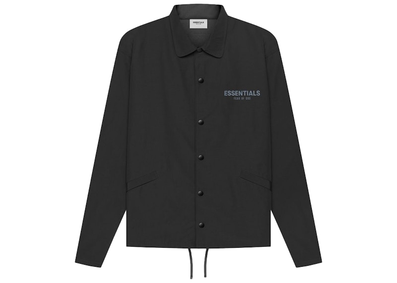 fear of god essentials coach jacket black