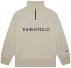 Fear of God Essentials Half Zip Pullover Sweater Heather Oatmeal - FW20 ...