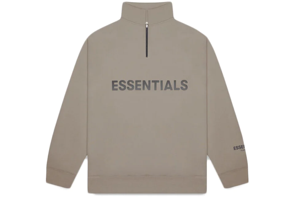 Fear of God Essentials Half Zip Pullover Sweater Taupe