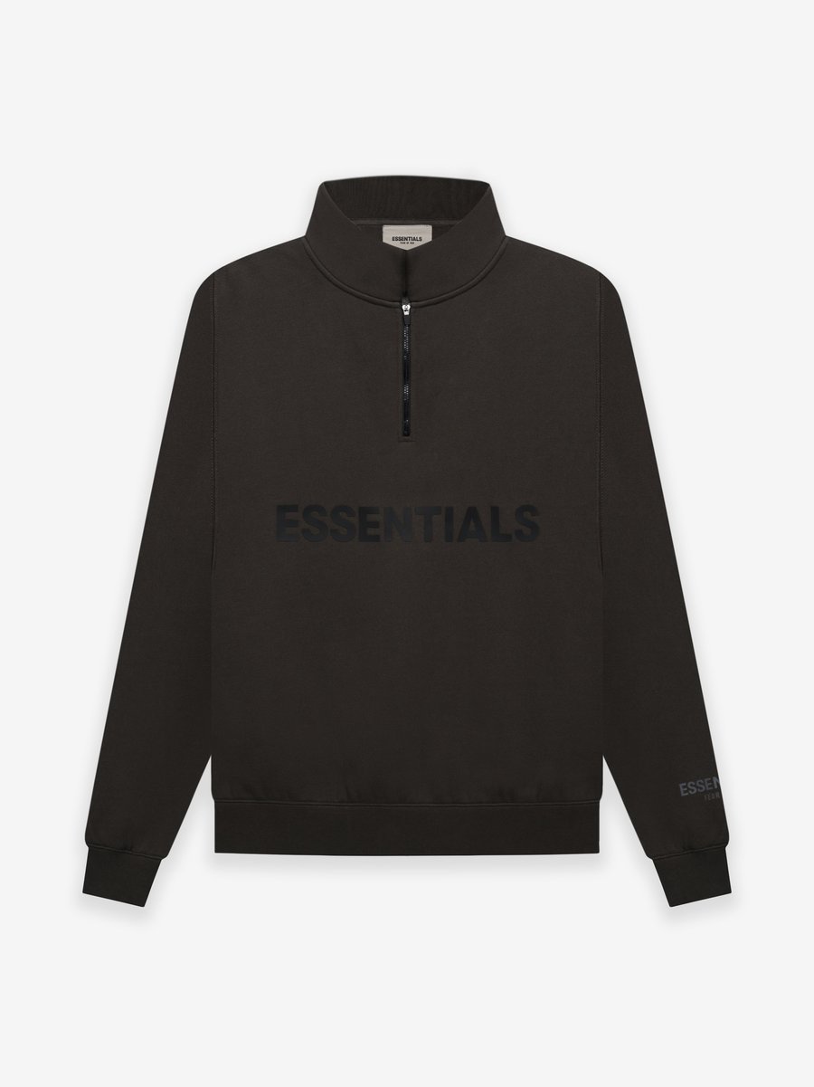 FEAR OF GOD ESSENTIALS Half Zip Pullover Sweater Weathered Black 