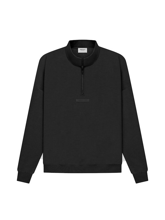Pre-owned Fear Of God Essentials Half Zip Sweater Black/stretch Limo