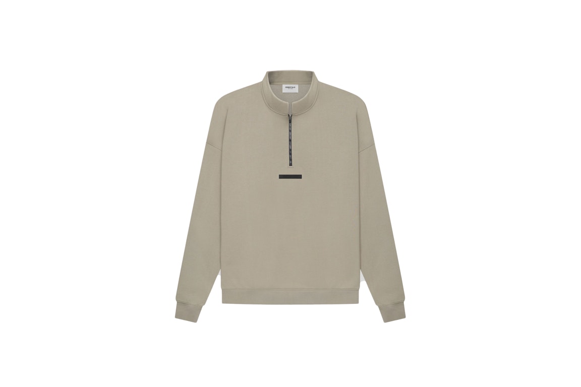 Pre-owned Fear Of God Essentials Half Zip Sweater Moss/goat