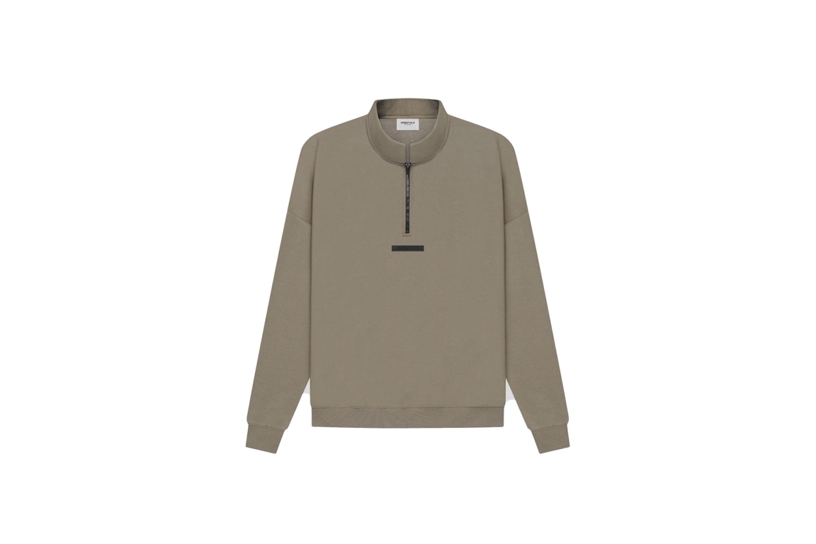 Pre-owned Fear Of God Essentials Half Zip Sweater Taupe