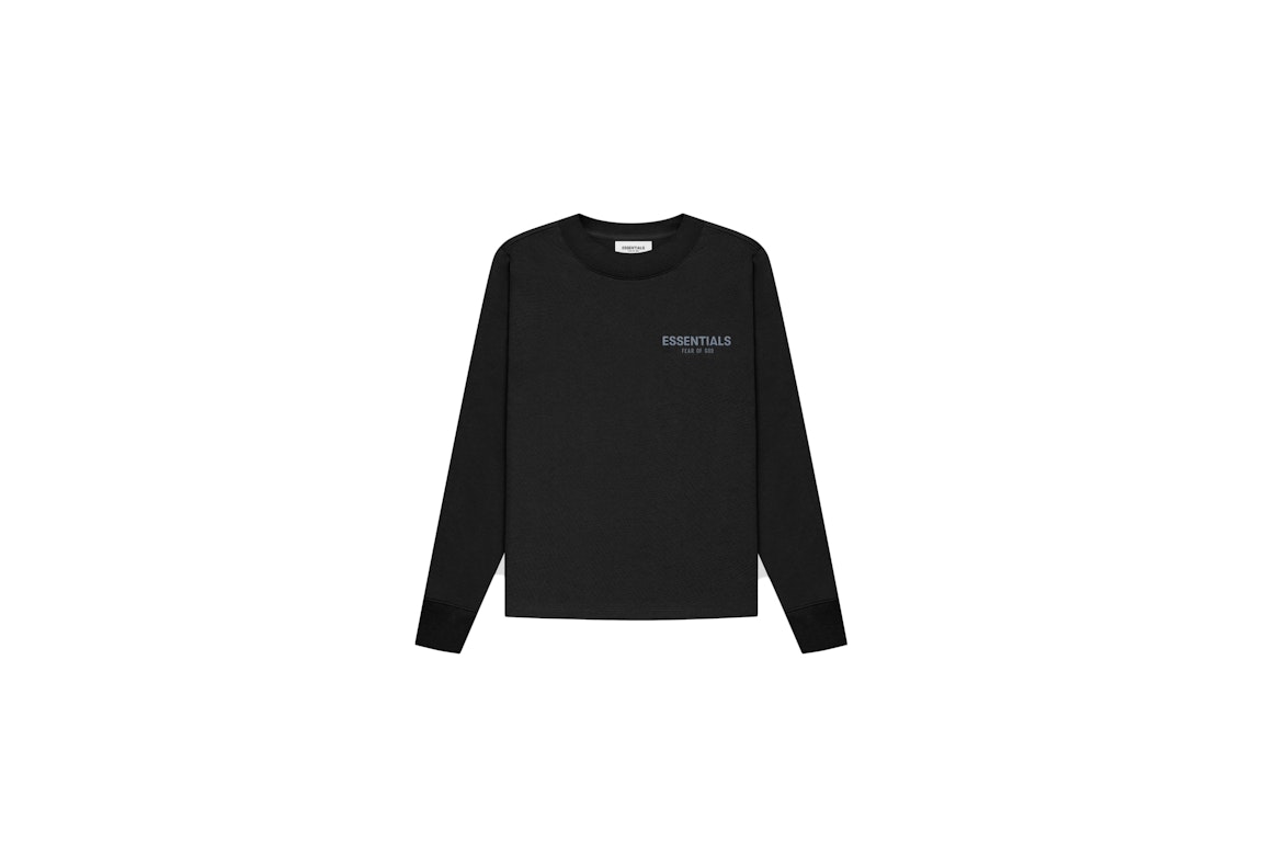 Pre-owned Fear Of God Essentials Kids Long Sleeve T-shirt Black/stretch Limo