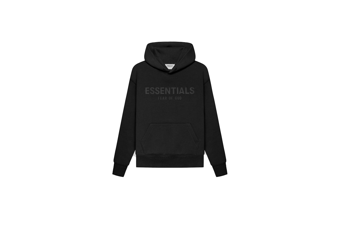 Pre-owned Fear Of God Essentials Kids Pull-over Hoodie Black/stretch Limo