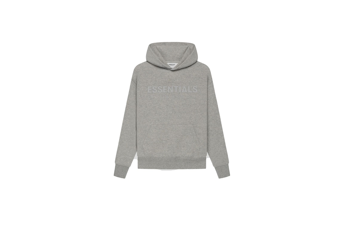 Pre-owned Fear Of God Essentials Kids Pull-over Hoodie Heather Oatmeal/dark Heather Oatmeal