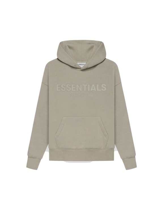 Pre-owned Fear Of God Essentials Kids Pull-over Hoodie Moss/goat