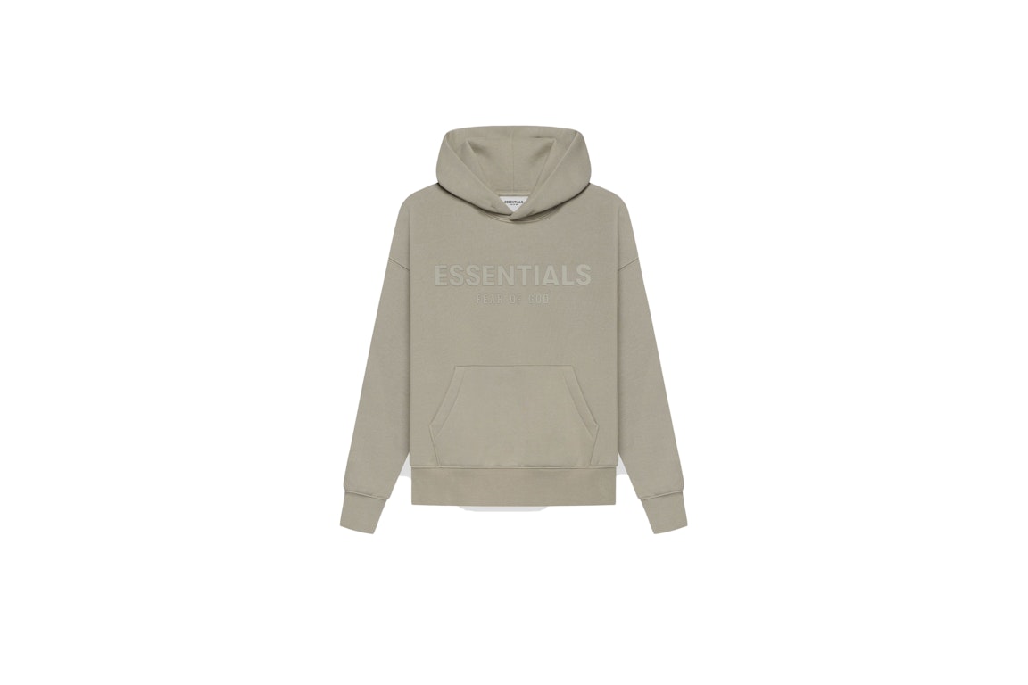 Pre-owned Fear Of God Essentials Kids Pull-over Hoodie Moss/goat