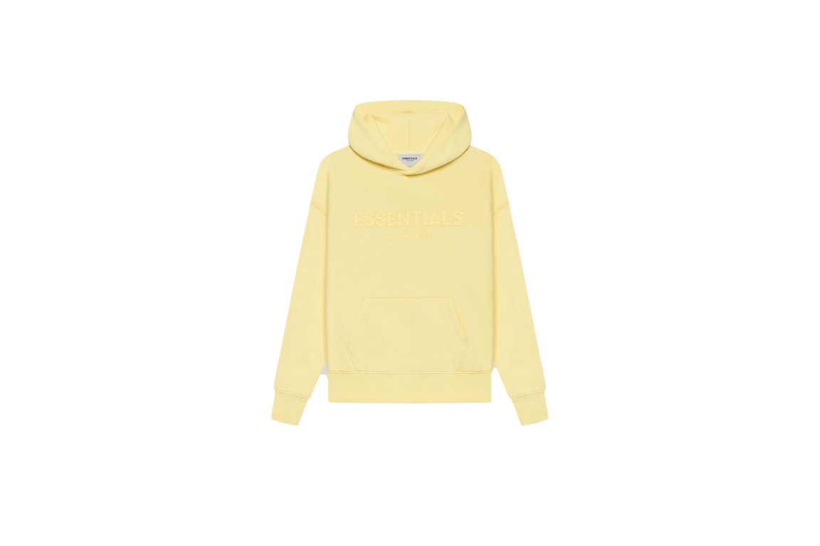 Pre-owned Fear Of God Essentials Kids Pull-over Hoodie Yellow/lemonade