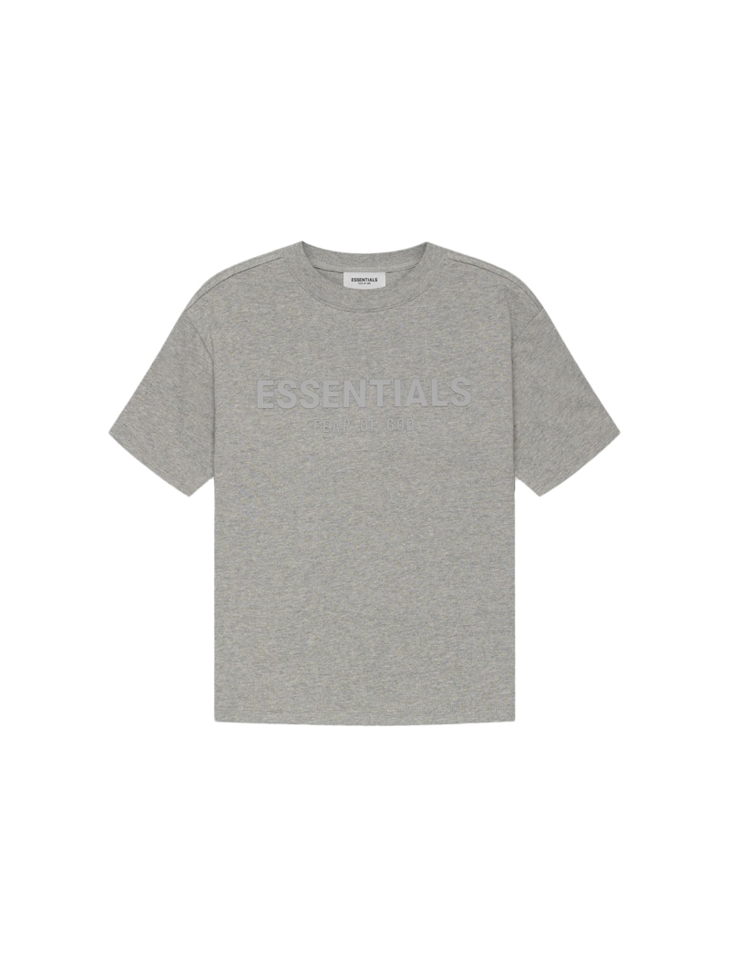 Pre-owned Fear Of God Essentials Kids Tshirt/dark In Heather Oatmeal/dark Heather Oatmeal