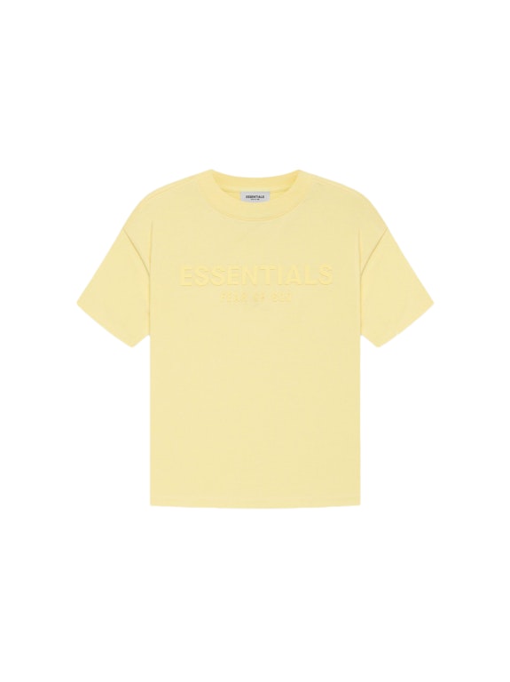 Pre-owned Fear Of God Essentials Kids T-shirt Yellow/lemonade