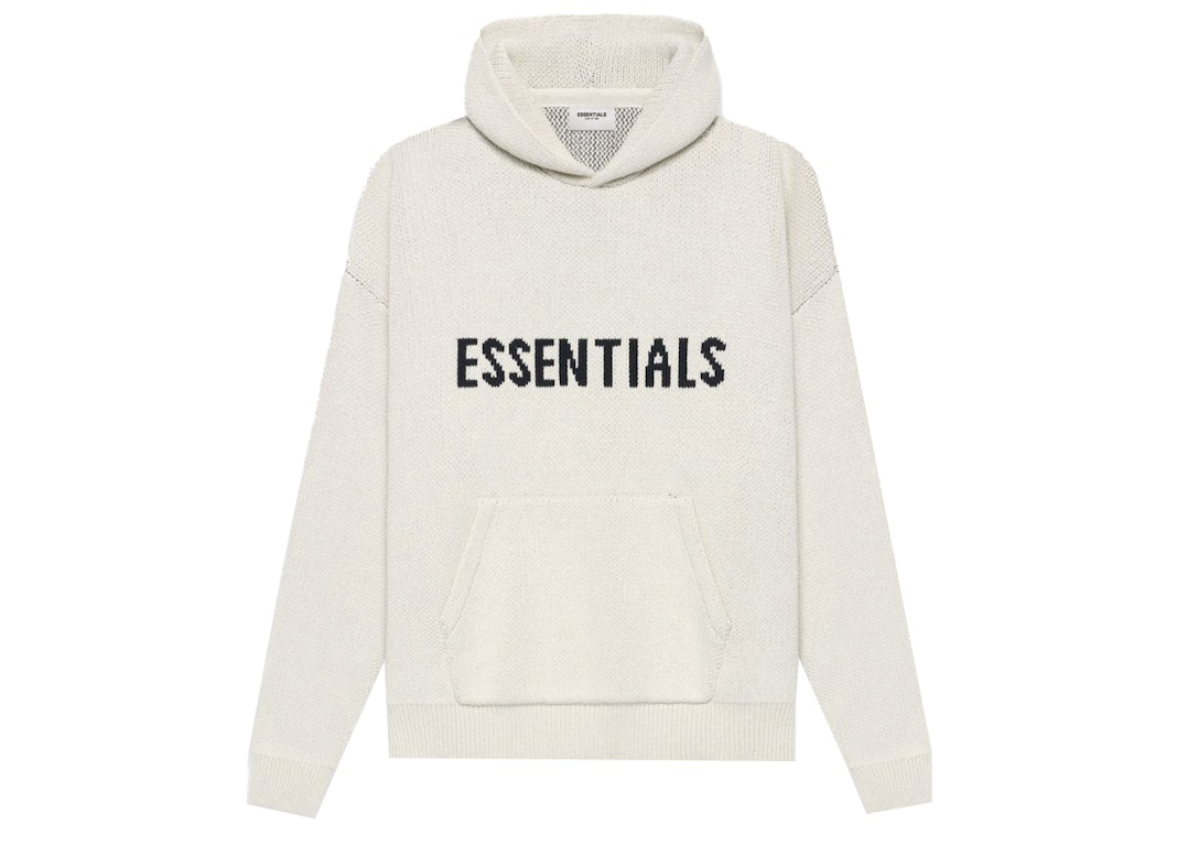 Pre-owned Fear Of God Essentials Knit Pullover Hoodie (ss21) Buttercream