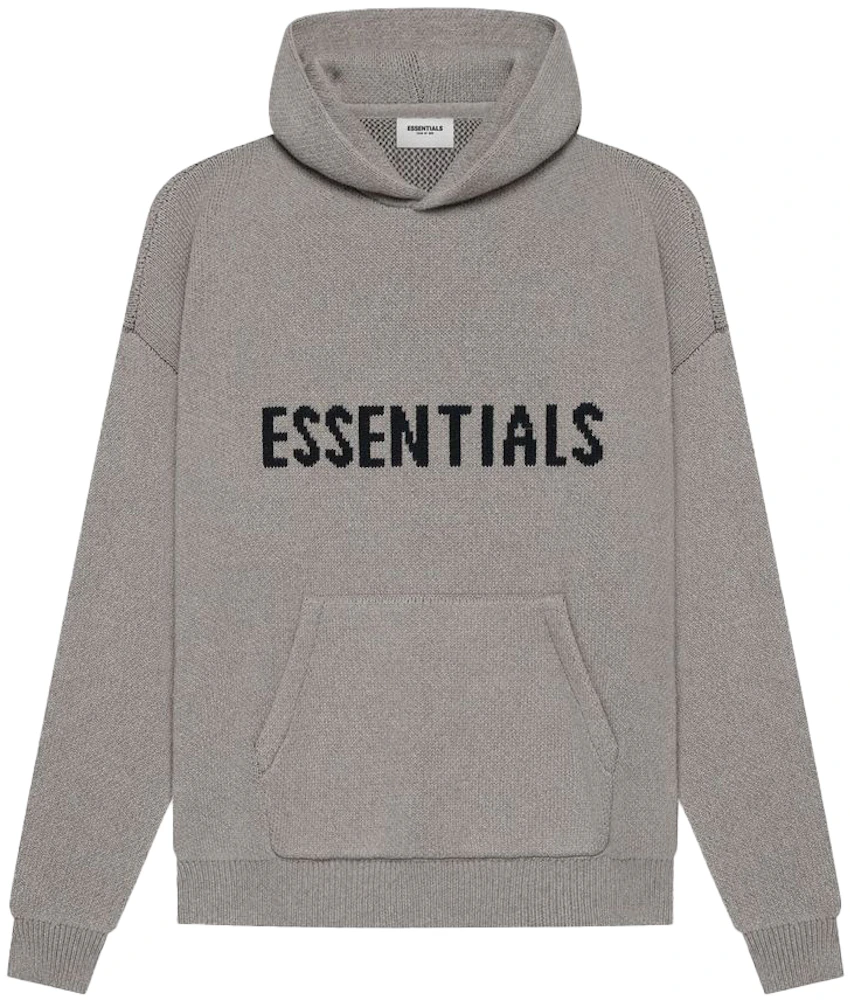 Fear of God Essentials Knit Pullover Hoodie (SS21) Dark Heather Oatmeal ...