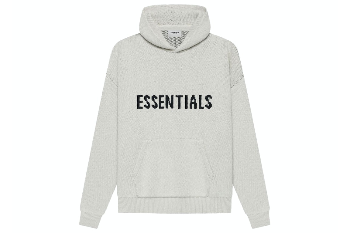Pre-owned Fear Of God Essentials Knit Pullover Hoodie (ss21) Light Heather Oatmeal