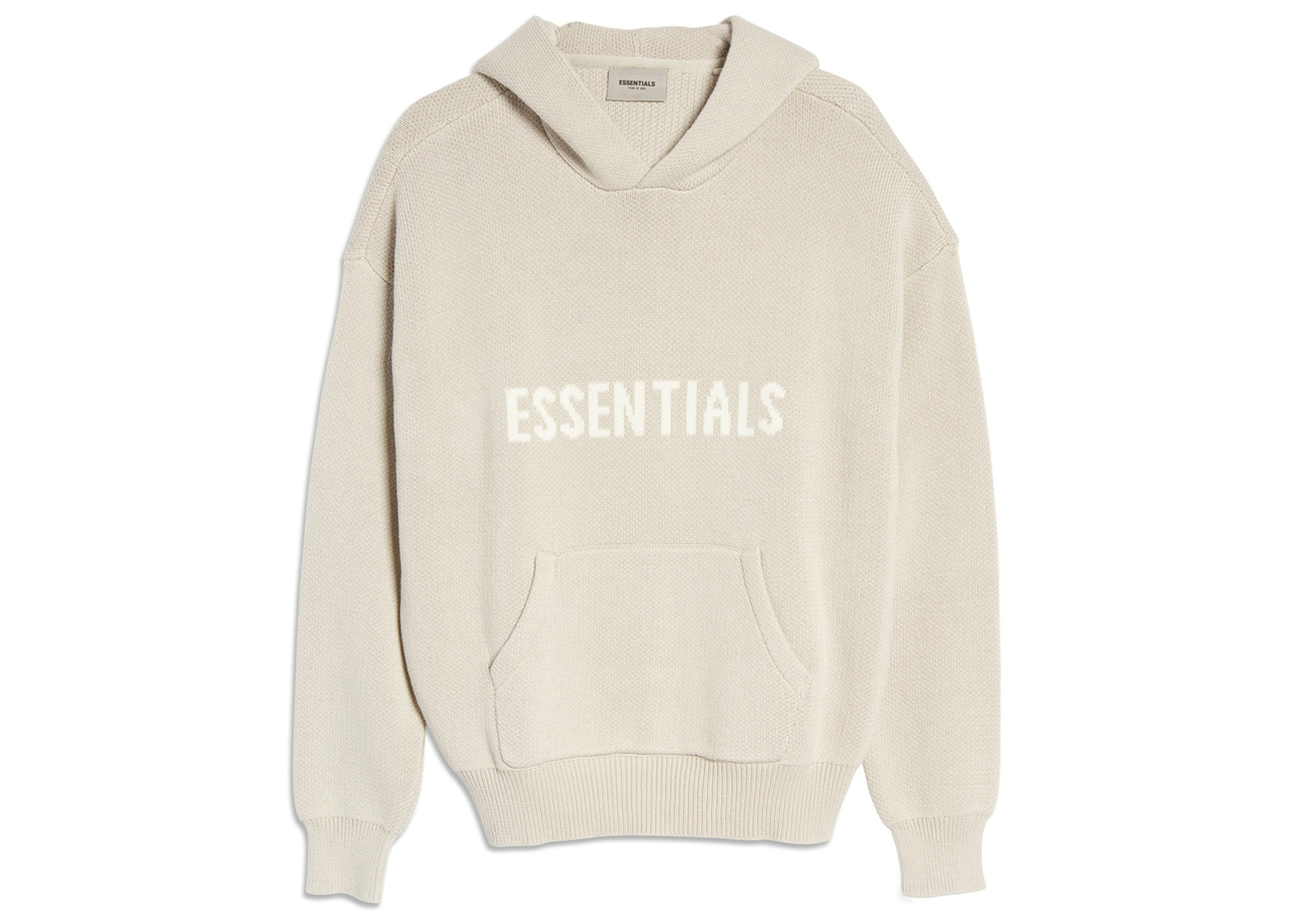Fear of God Essentials Knit Pullover Hoodie (SS21) Stone/Oat Men's ...
