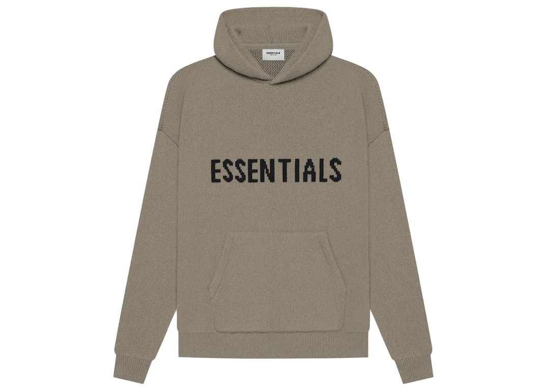 Pre-owned Fear Of God Essentials Knit Pullover Hoodie (ss21) Taupe