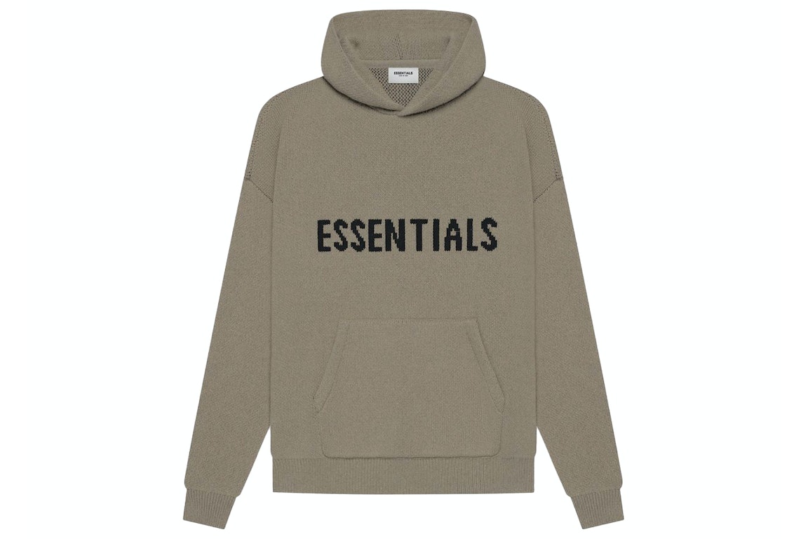 Pre-owned Fear Of God Essentials Knit Pullover Hoodie (ss21) Taupe