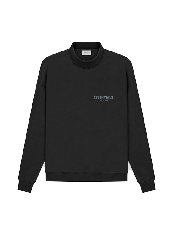 Pre-owned Fear Of God Essentials Mock Neck Sweater Black/stretch Limo