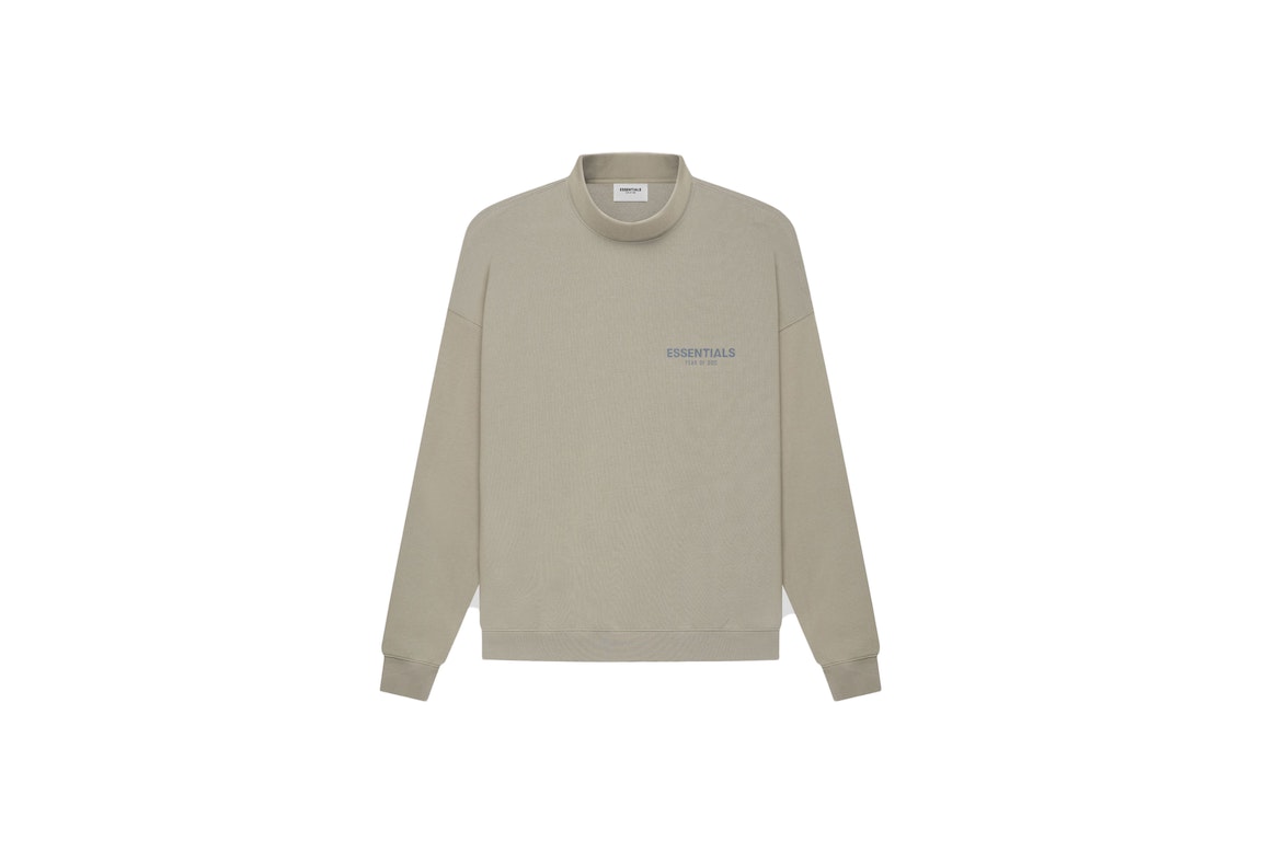 Pre-owned Fear Of God Essentials Mock Neck Sweater Moss/goat