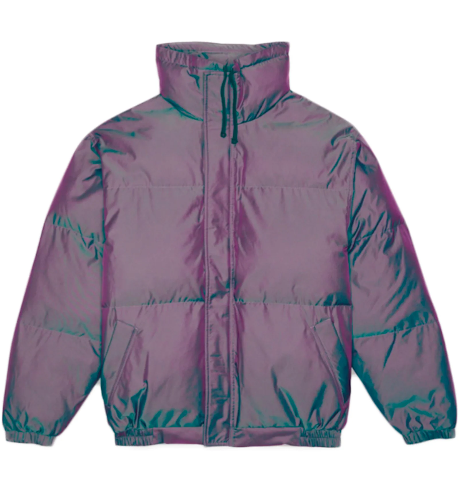 Iridescent reflective puffer sales jacket