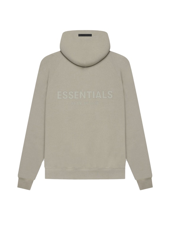 Pre-owned Fear Of God Essentials Pull-over Hoodie (ss21) Moss/goat